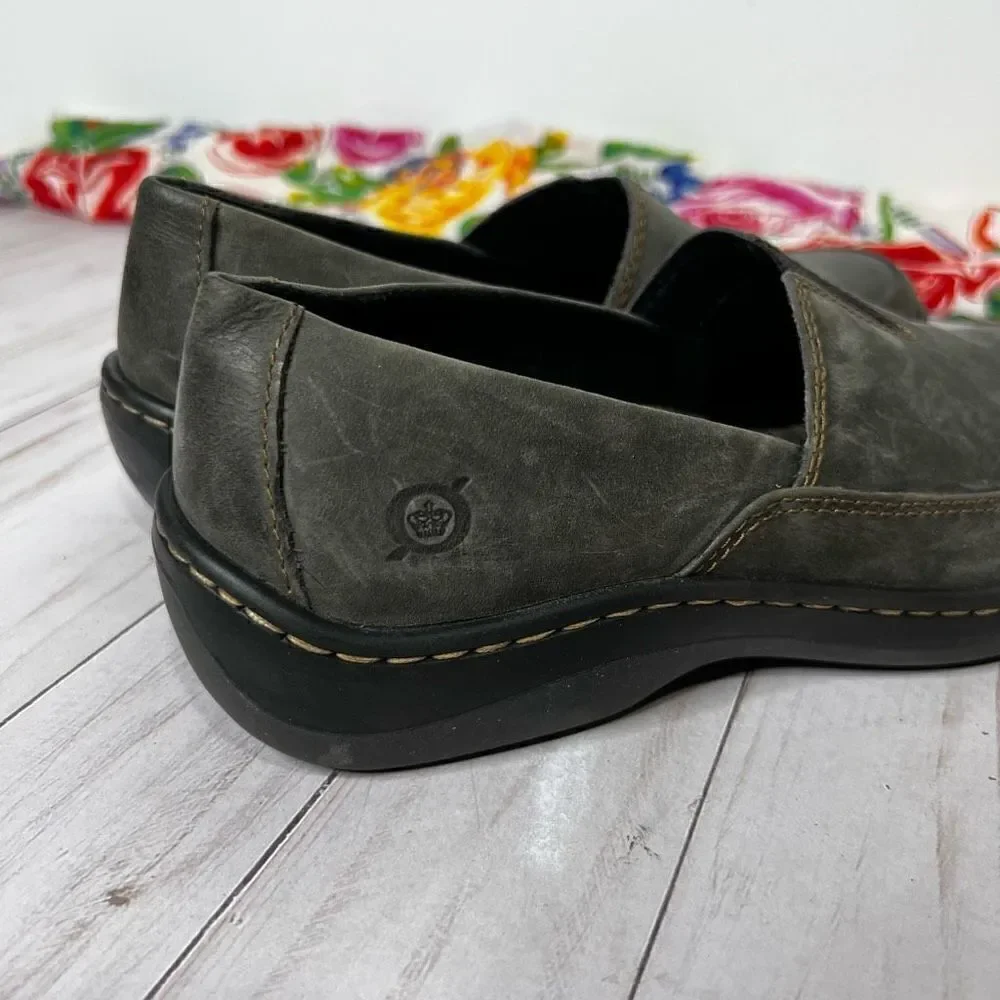 Born Gray Brown Leather Slip On Comfort Loafers - Picture 4 of 9